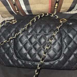 Quilted Black Chain-Handle Crossbody Bag